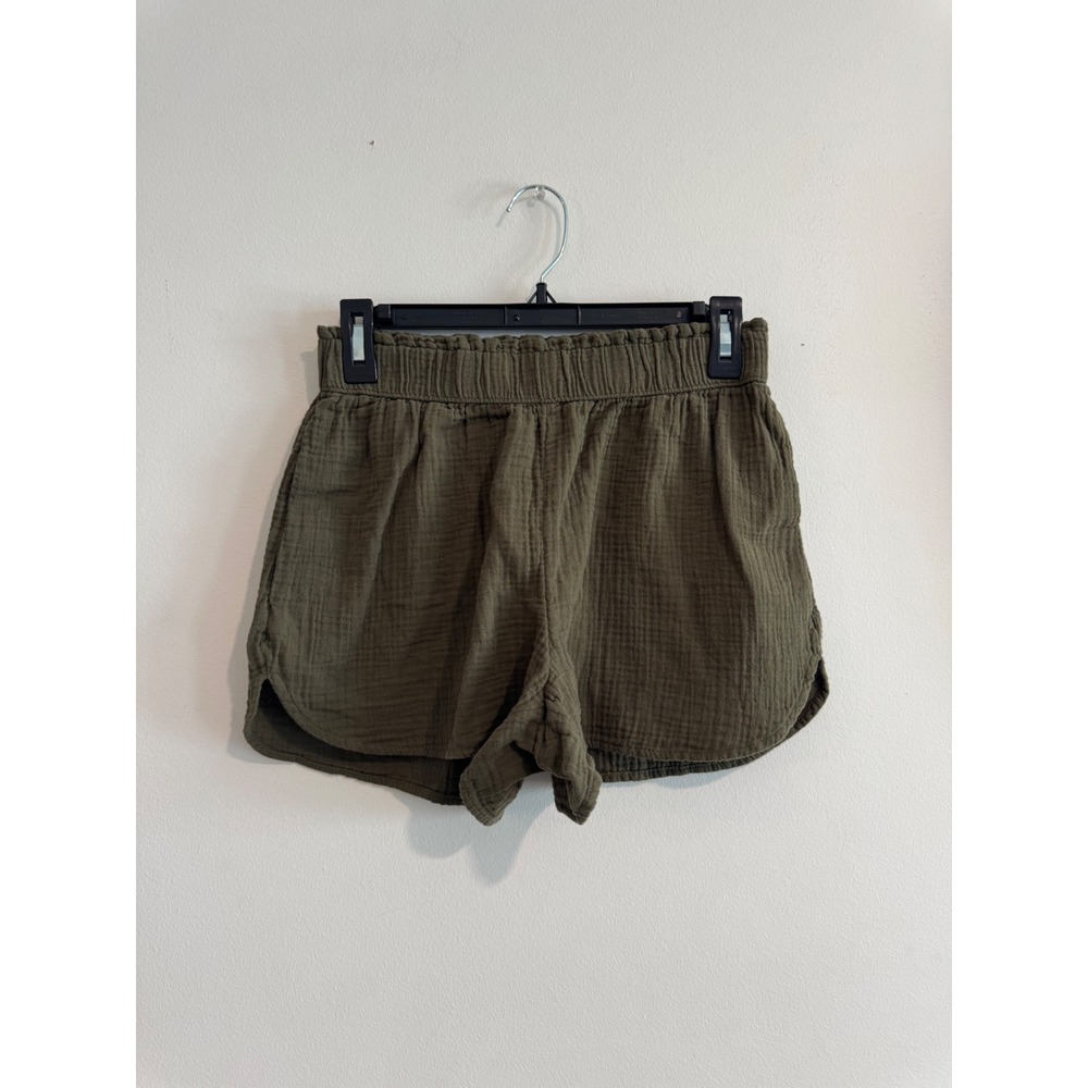 Universal Thread Gauze Shorts Women XS Olive Green 100% Cotton Elastic Waist